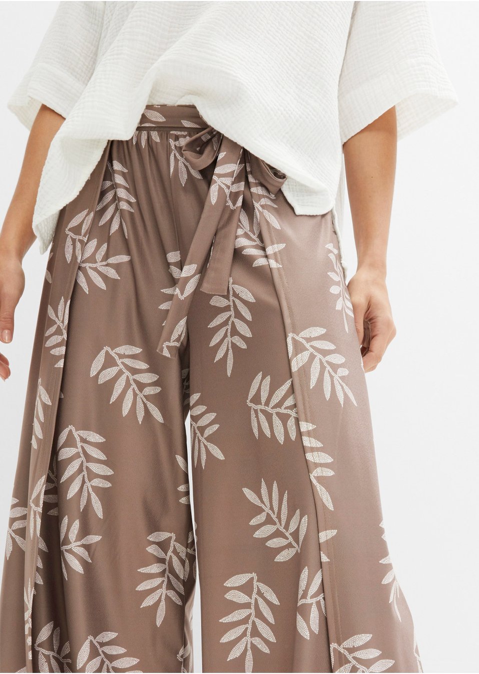 Pantalon style portefeuille en jersey crêpe