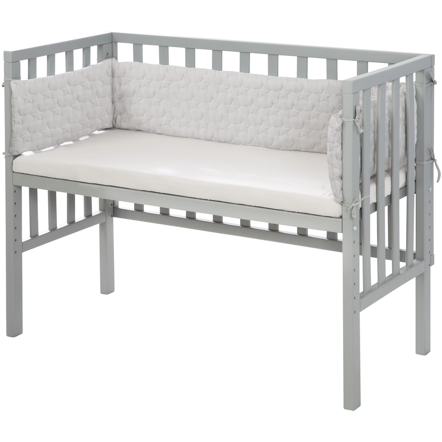 roba Beistellbett 2in1 Style Silbergraue Sterne inkl. Matratze