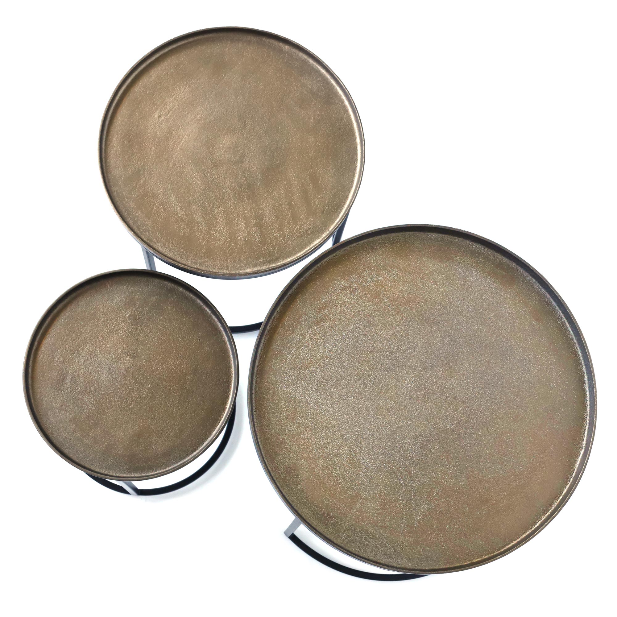 3er-Set Beistelltisch 'Lucia', gold, schwarz von fischer's lagerhaus