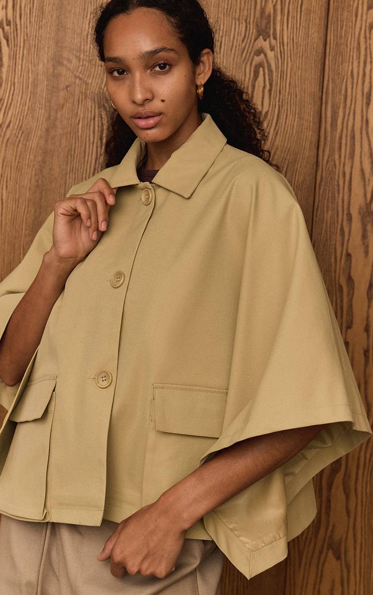 Gris Clair Veste Courte Style Trench À Manches Chauve-souris