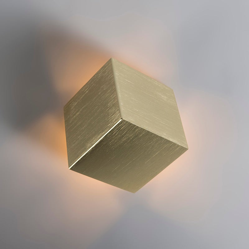 Moderne wandlamp goud - Kubus