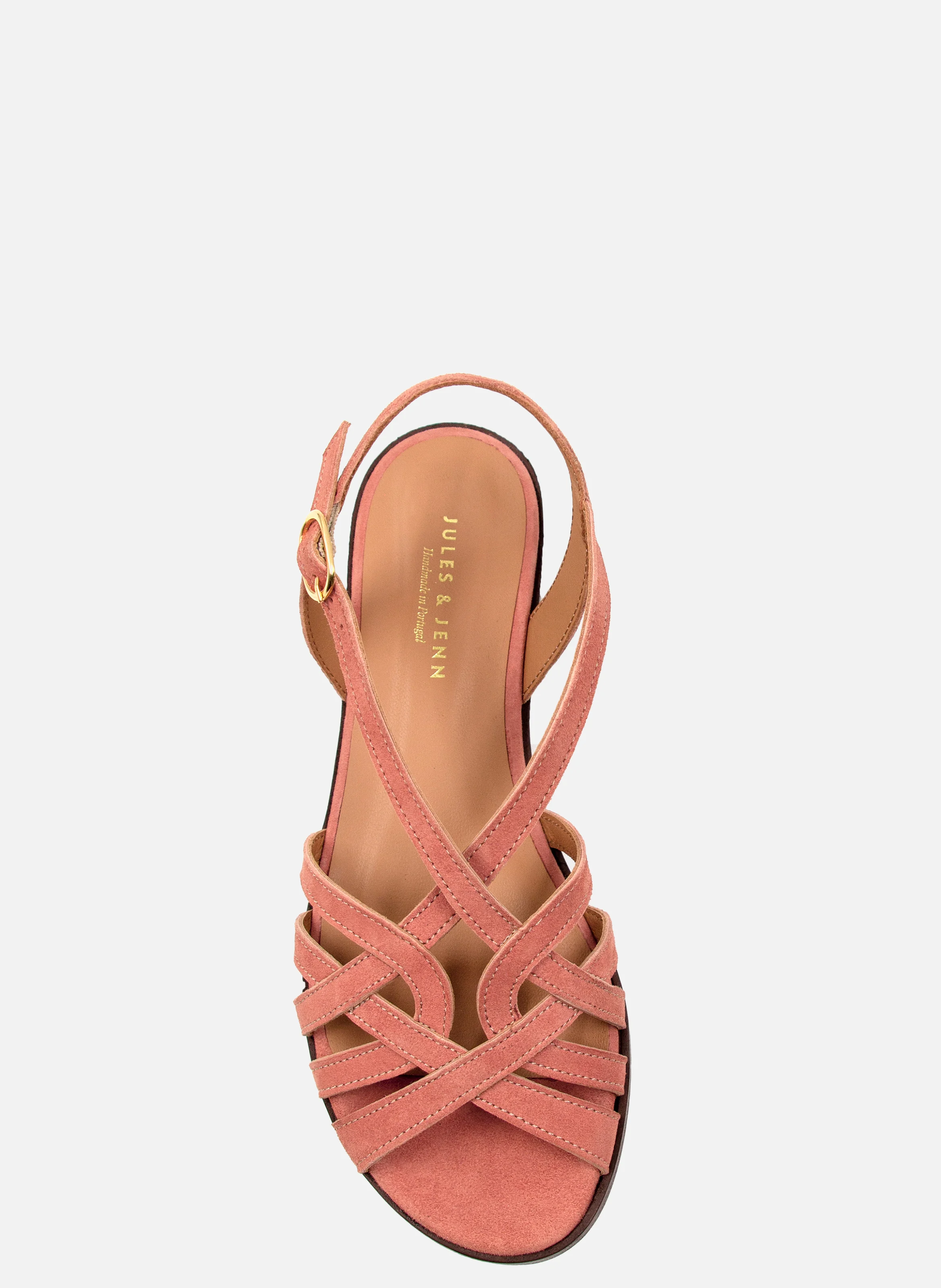 Sandales plates brides cuir daim | Rose