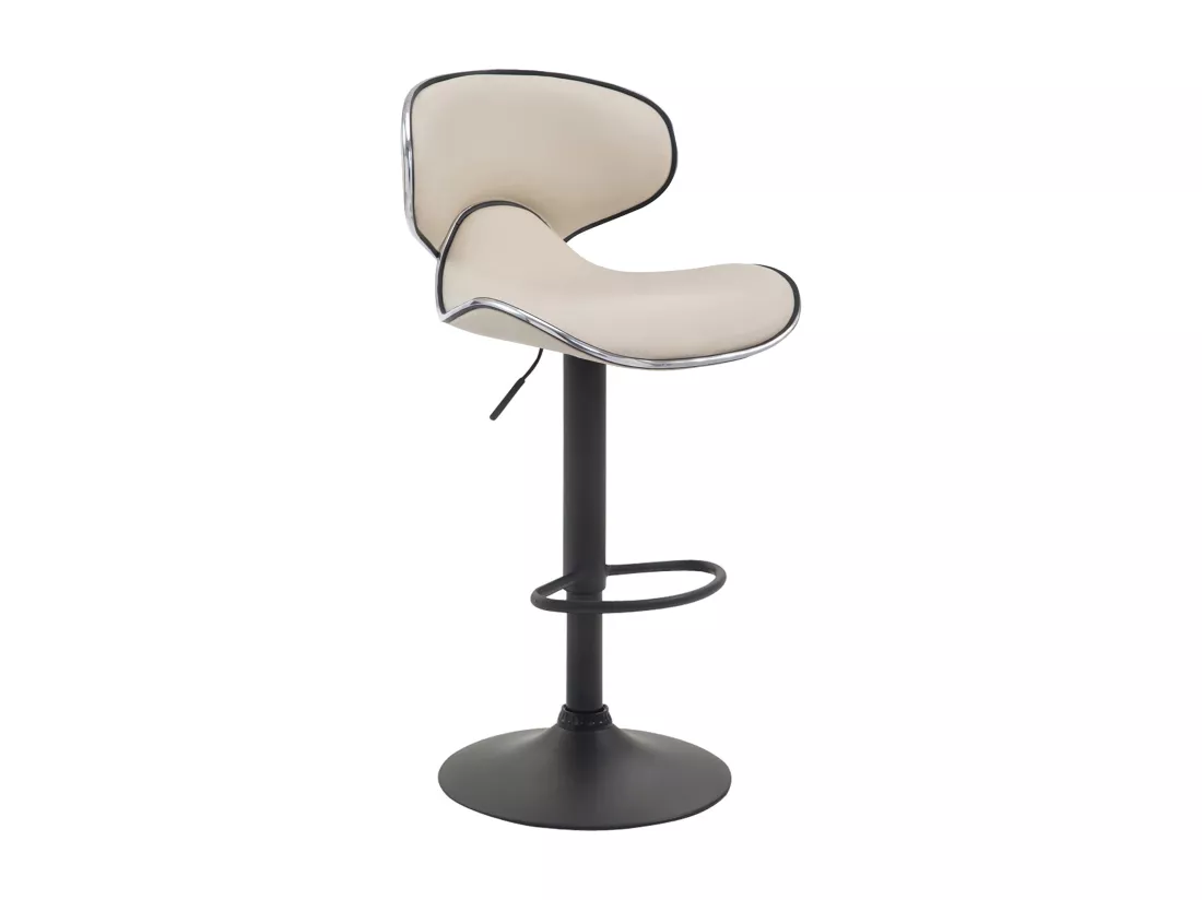 Lot de 2 Tabouret de bar - Similicuir & Noir - Crème - Las Vegas v2