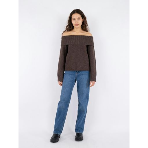 Neo Noir Jane Knit Striktrøje, Brown Melange, 40