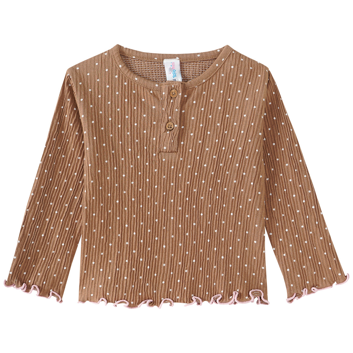 Topomini Baby Langarmshirt mit Punkte-Allover hellbraun
