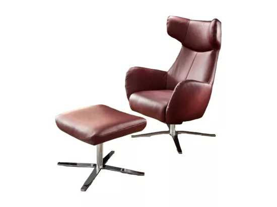 Fauteuil - Rouge cuir - RANDY