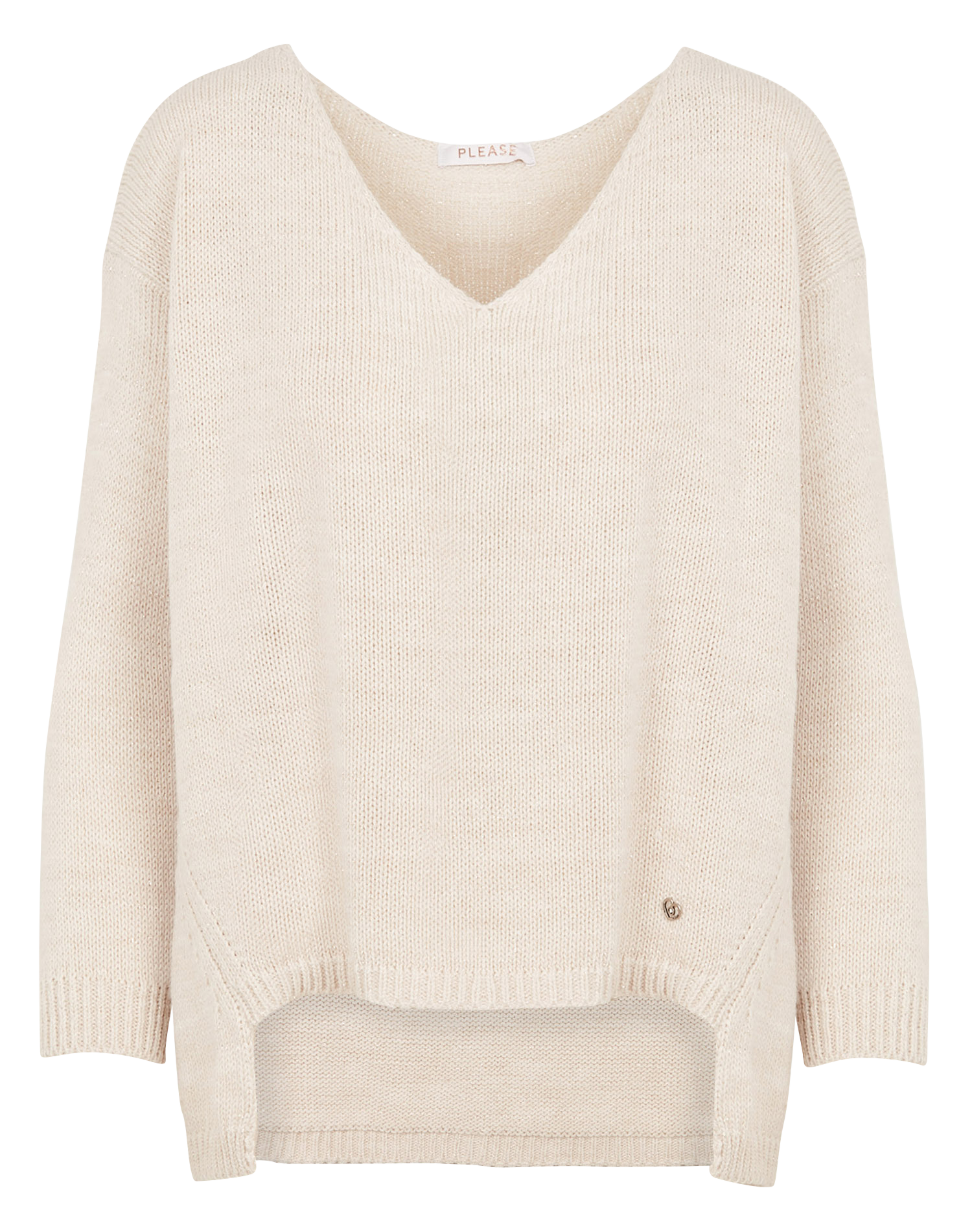 Pull col V en maille métallisée | Blanc
