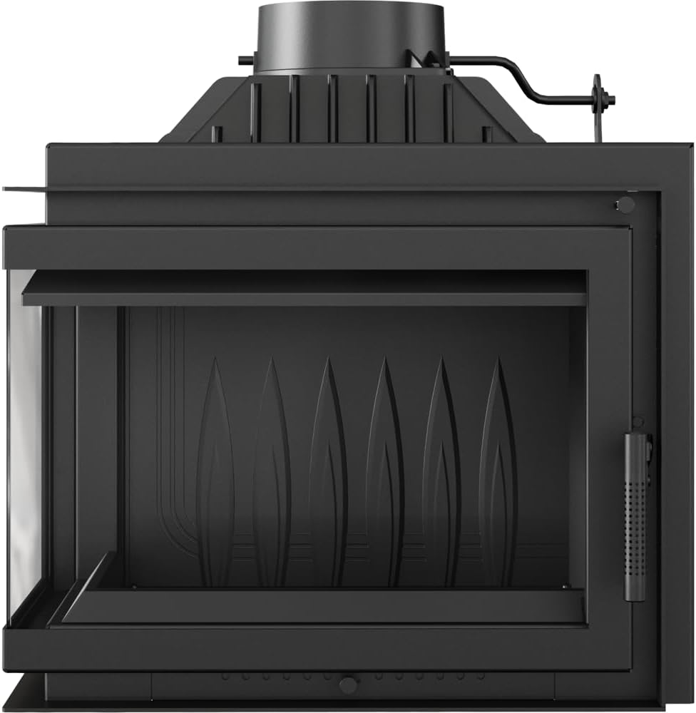 Kratki Kamineinsatz Gusseisen 8kW – Ø150mm – Linksöffnung – Ökodesign – BImSchV 2, HKI-Zertifiziert – Sauberes Glas & Hoher Wirkungsgrad Mit Kaminscheibenreiniger
