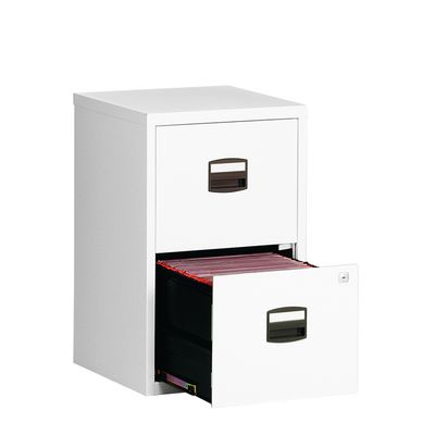 Classeur métallique monobloc - 2 tiroirs - H67 x L41 x P40 cm - blanc