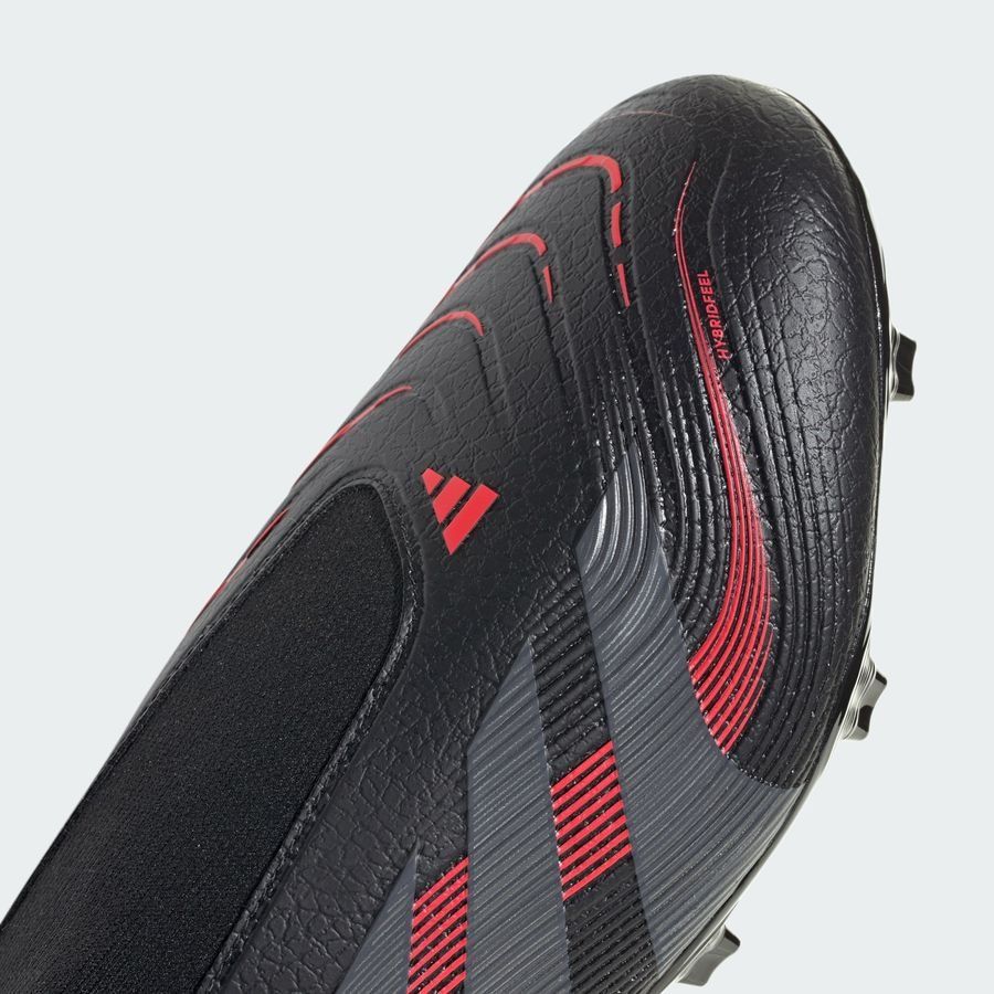 adidas Predator League Laceless FG/AG Stealth Victory - Noir/Gris/Lucid Red