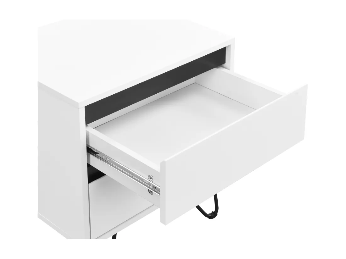 Table de chevet avec 2 tiroirs - MDF - Blanc et noir - ABUJA