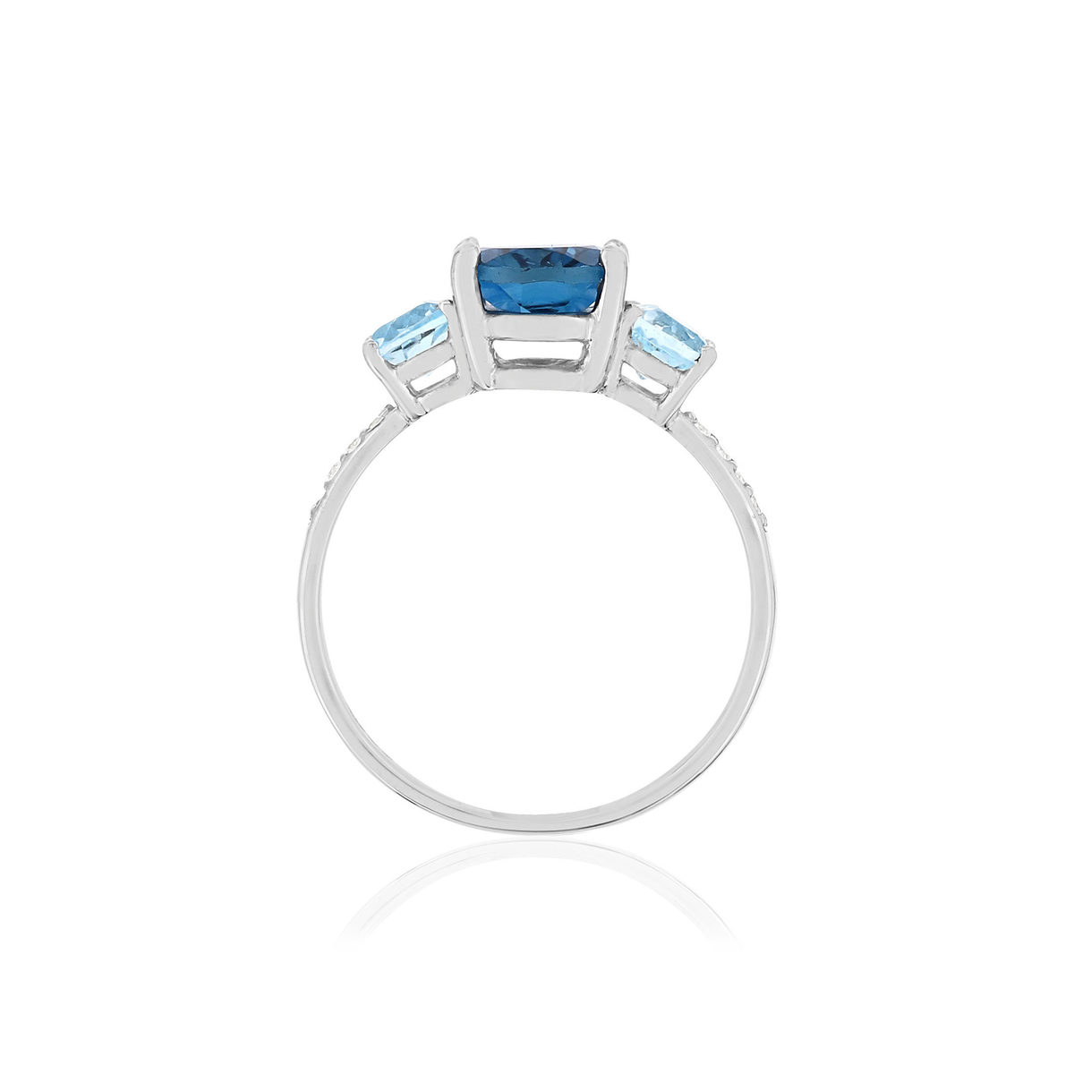 Bague or blanc 375 topazes zirconias