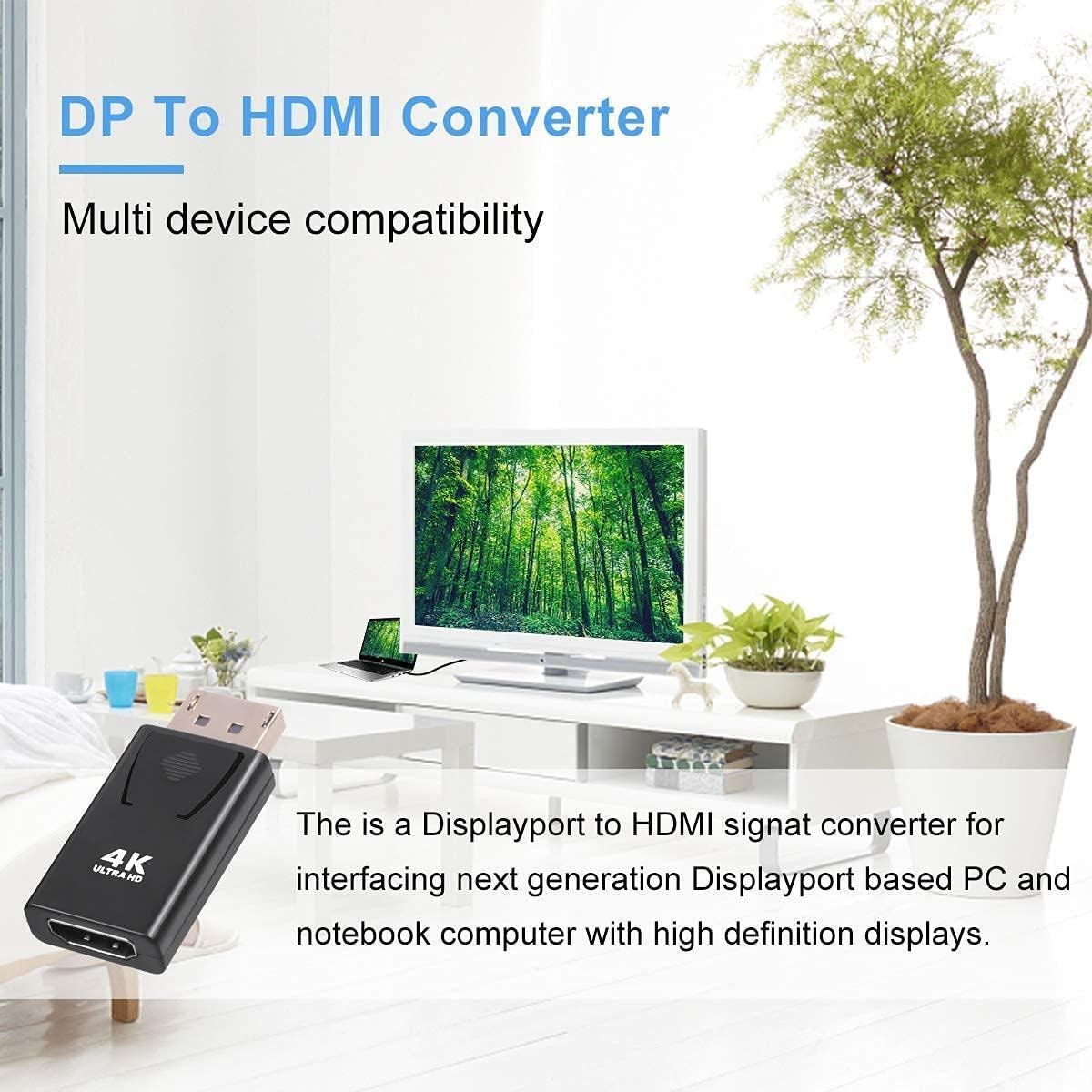 NÖRDIC Aktiv adapter Displayport1.2 hann til HDMI1.4b hunn 4K 60Hz Eyefinity svart