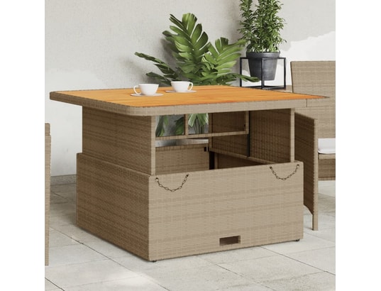 VIDAXL - Table de jardin beige 110x110x71 cm résine tressée bois acac...