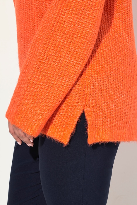 Pullover, Rippstrick, Rollkragen, Langarm, recycelt