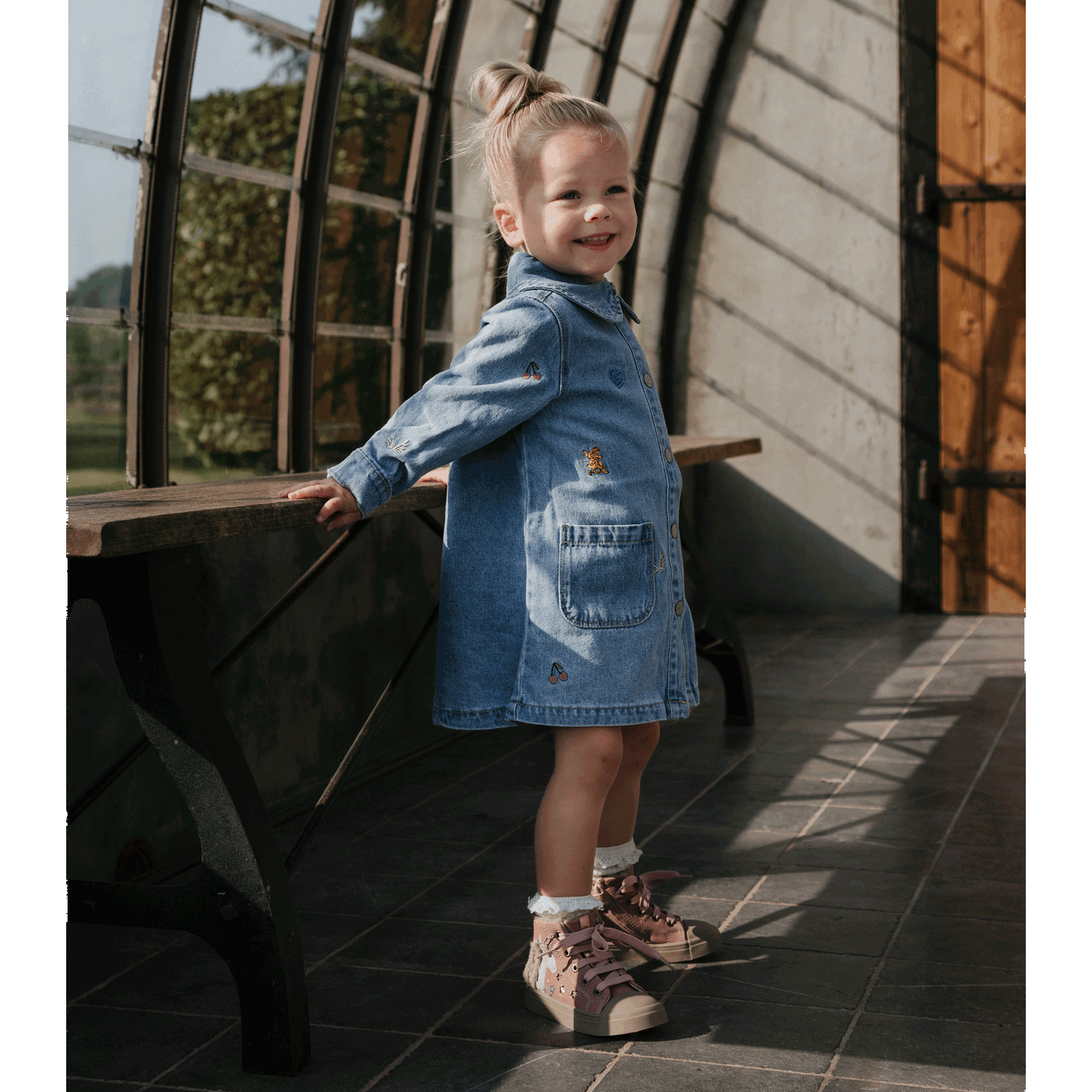 Shoesme roze veterboot met unicorn Microfiber leer | Meisjes schoenen