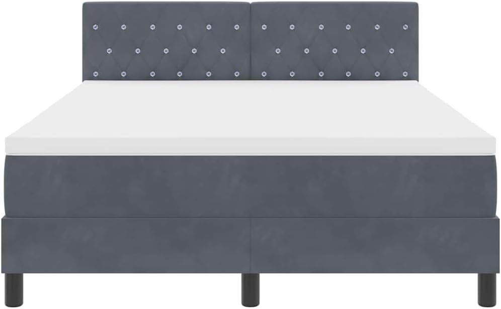 vidaXL Boxspringbett mit Matratze Dunkelgrau 140 x 200 cm Samt, Moderne Schlafzimmermöbel, stylisches Samt-Bett, strapazierfähige Schaum-Matratze, anpassbar für erholsamen Schlaf