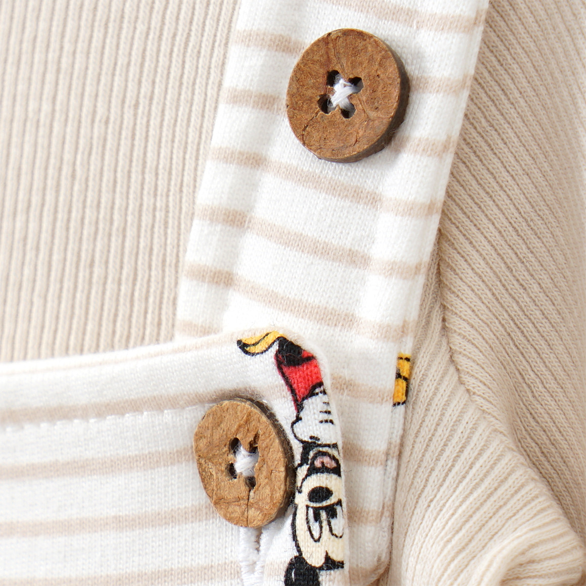 Topomini Micky Maus Strampler und Langarmbody im Set hellbeige / weiss