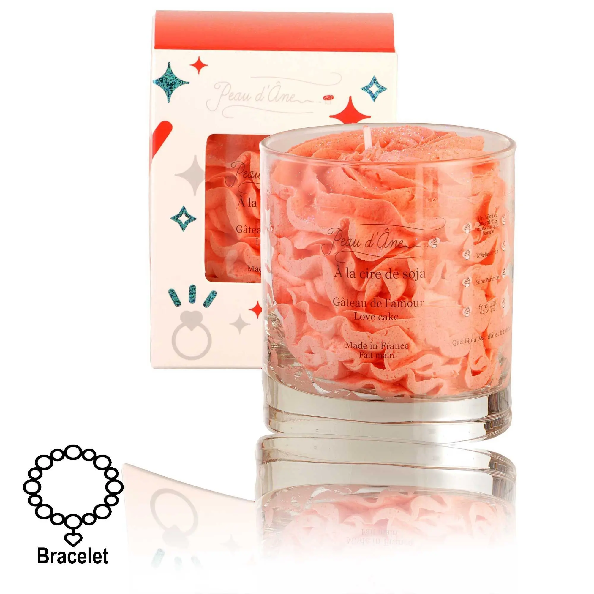 PEAU D'ANE - Bougie Bijou Pomme d'Amour Bougie Parfumée avec Bijou- Bougie