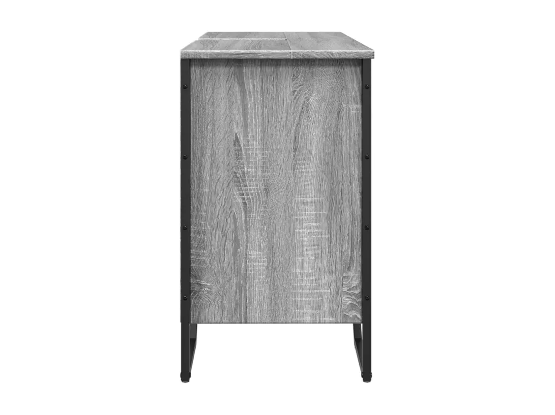 Armoire lavabo de salle de bain sonoma gris 91x35x60 cm