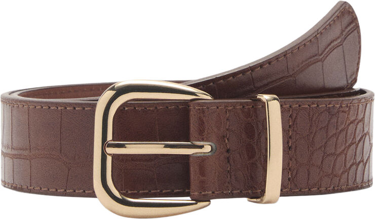 MANGO Crocodile-effect belt Brown