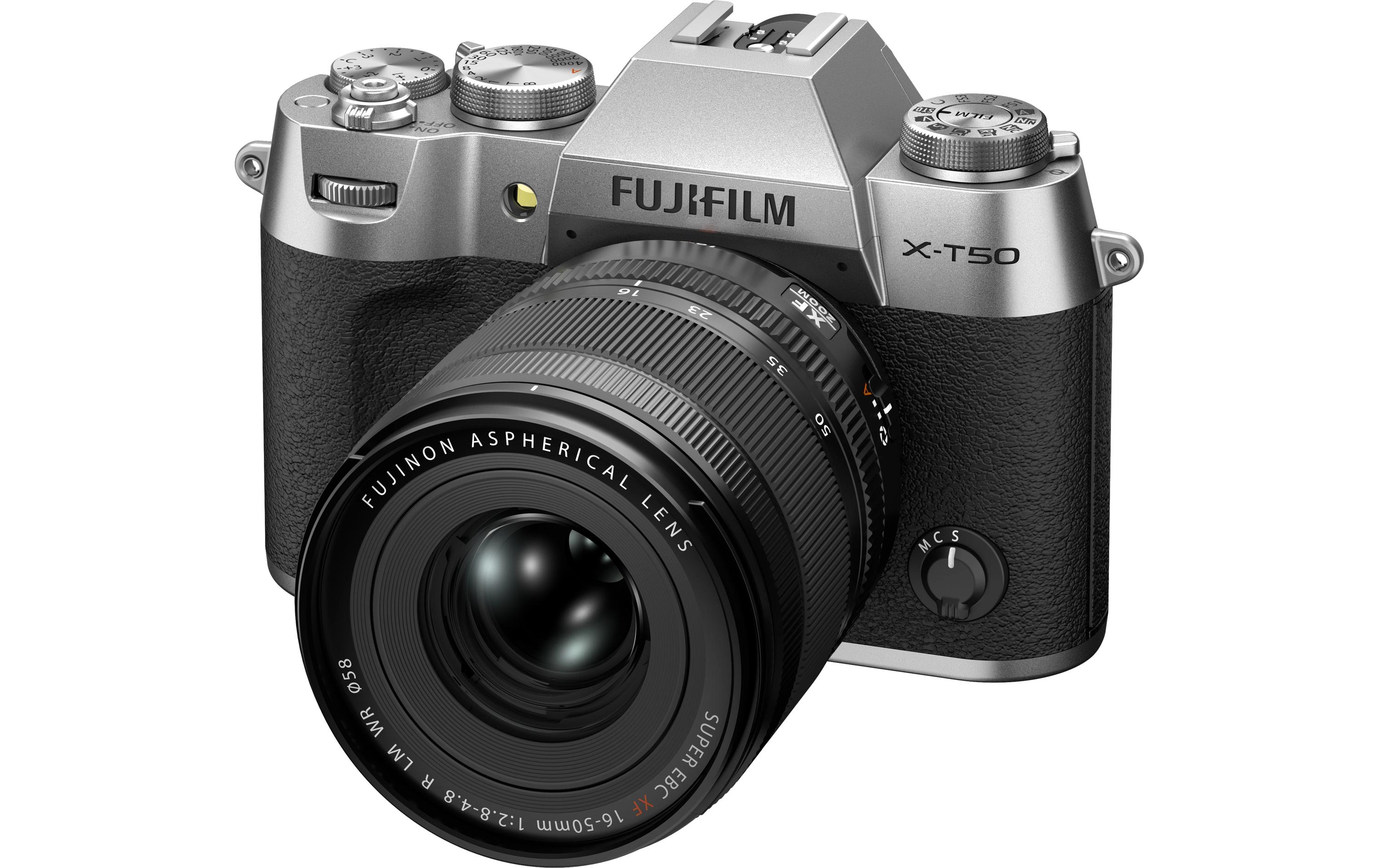 Fotokamera X-T50 Silver Kit XF 16-50mm + 50mm<br>Kompakte Systemkamera mit 40.2-Megapixel-Sensor, 6.2K-Video und Filmsimulations-Einstellrad