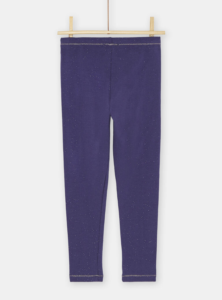 Legging uni indigo à paillettes fille