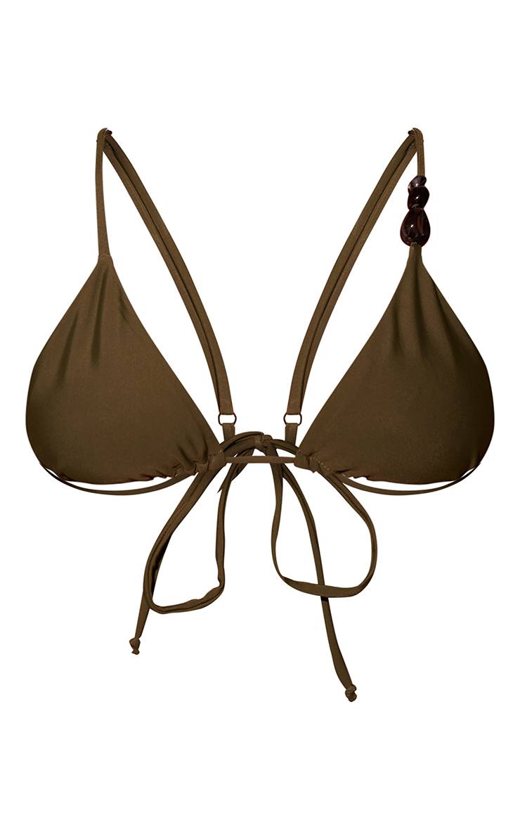 Vert Foncé Haut De Bikini Triangle À Bordure De Perles
