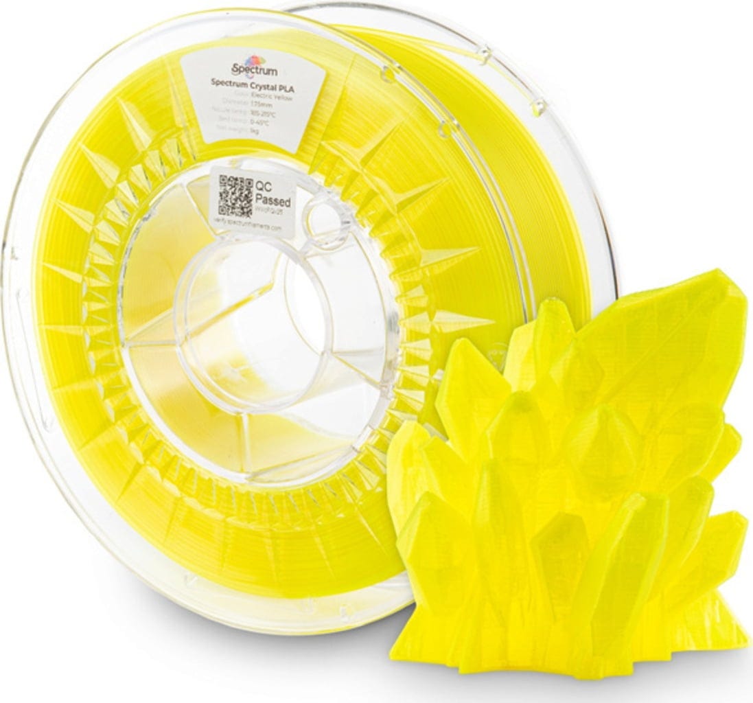 Spectrum  PLA Crystal Electric Yellow, 1,75 mm / 1000 g    Transparentes Hochleistungs-PLA in Electric Yellow