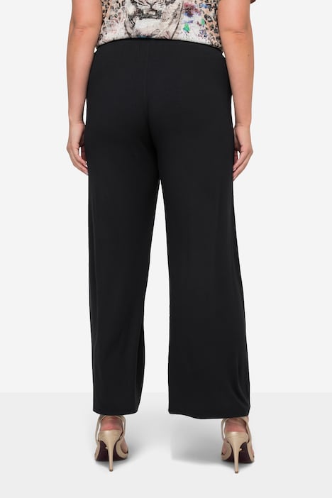 Hose mit weitem und geradem Bein, Jersey, Elastikbund