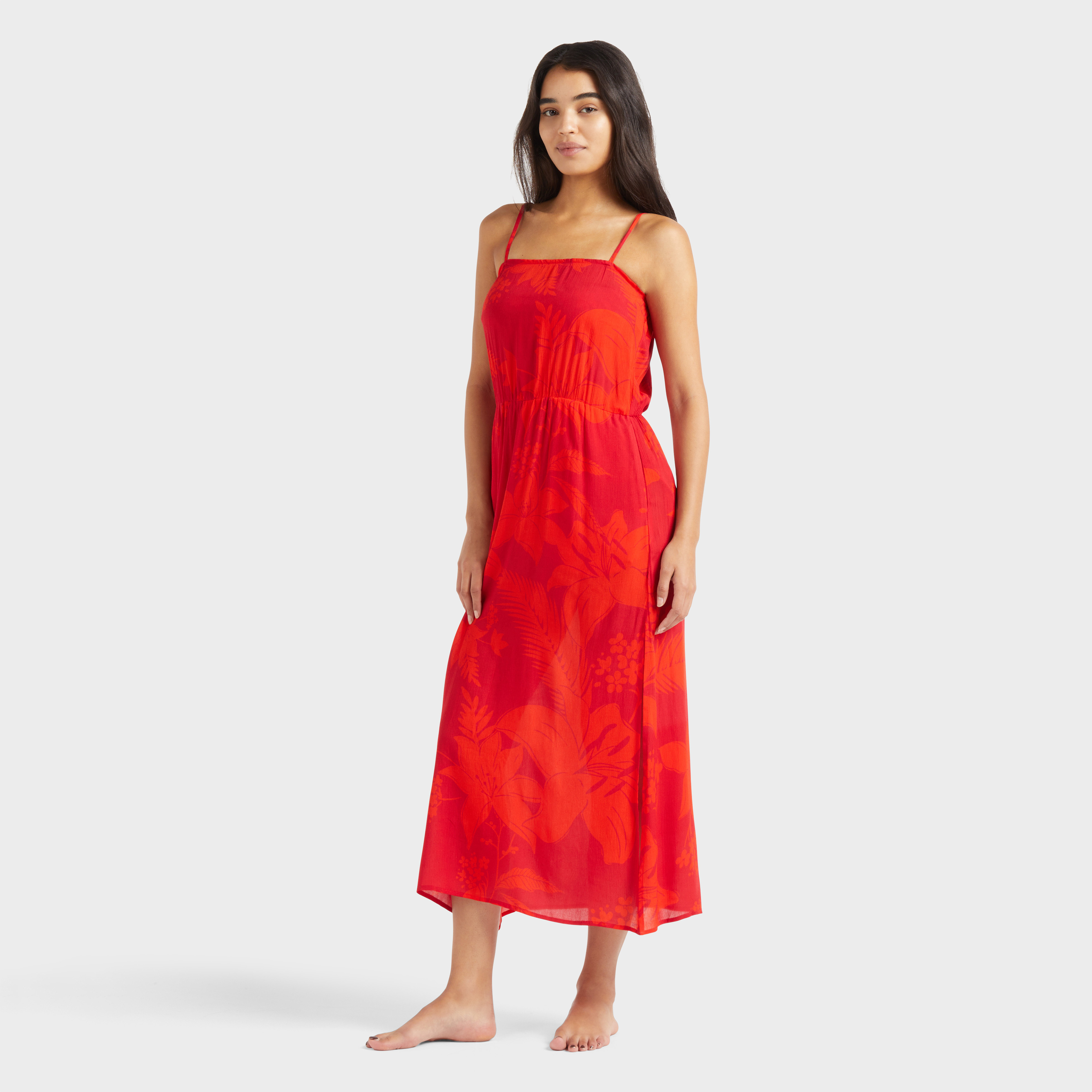 Robe longue en viscose femme Flower Power