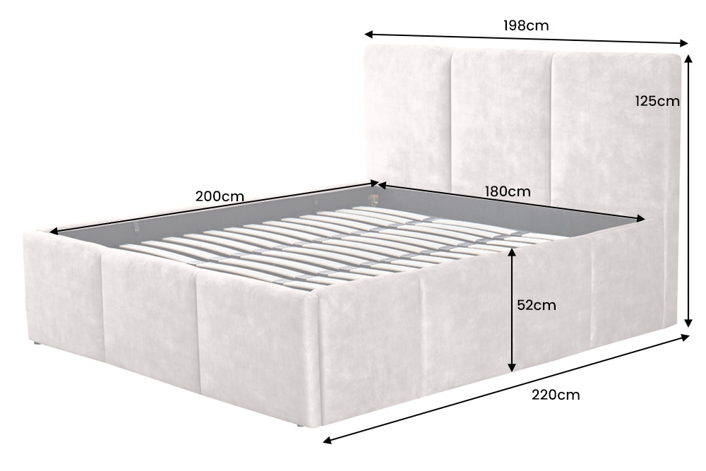 Modernes Boxbett ATELIER 180x200cm champagner beige Samt mit Lattenrost und Stauraum