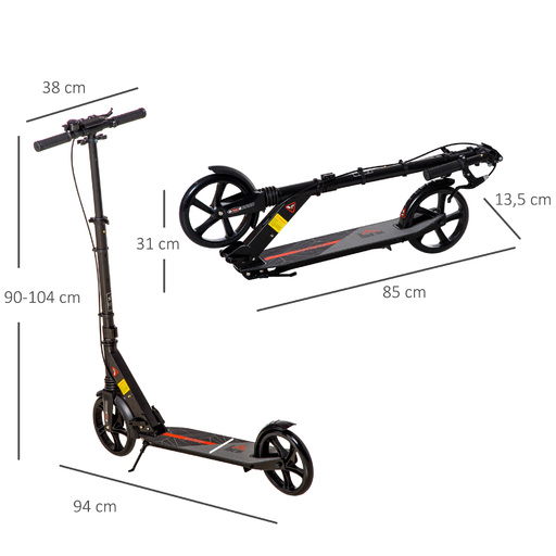 Patinete dobrável Homcom AA1-099 para adultos