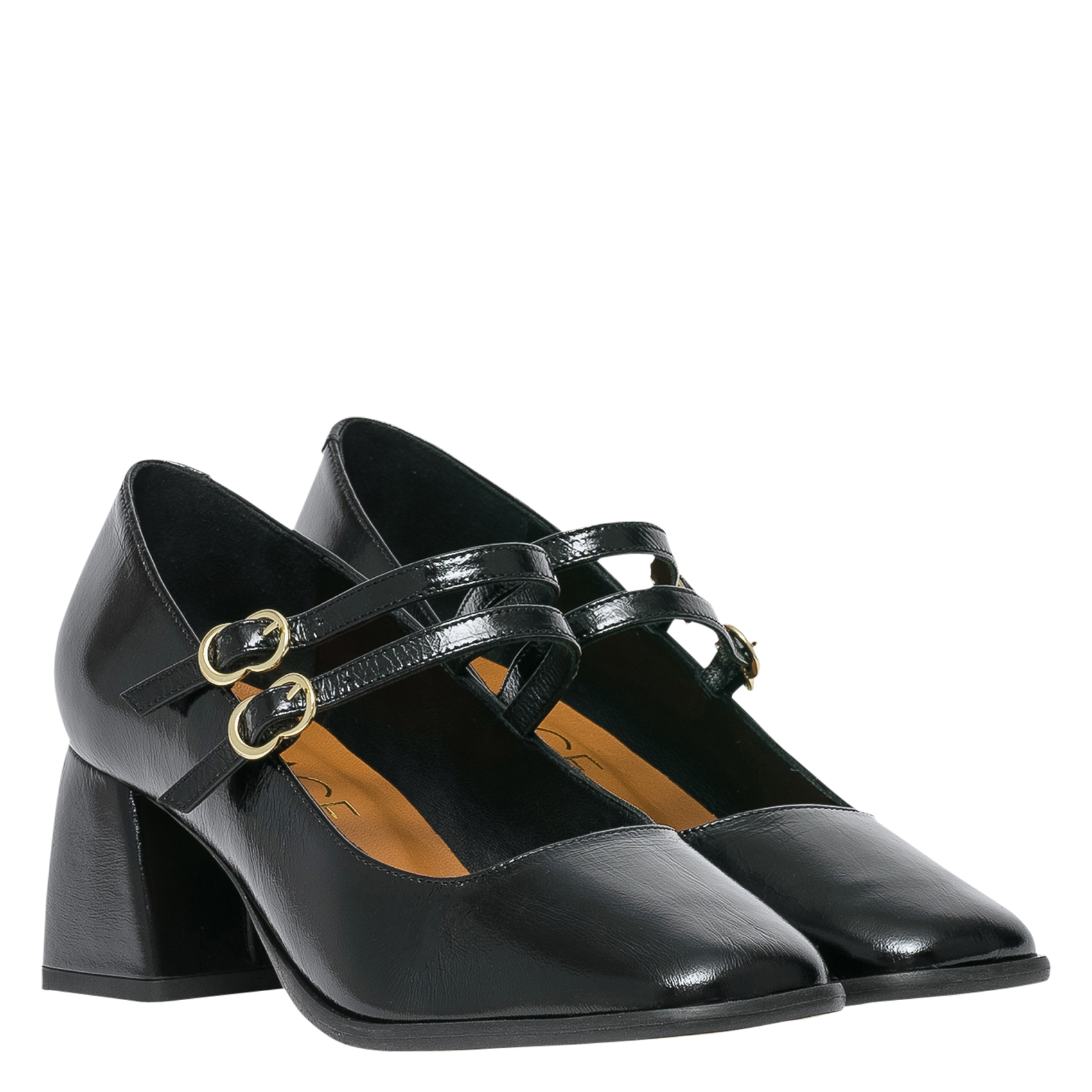 ISAURE - Babies à talons en cuir vernis | Noir