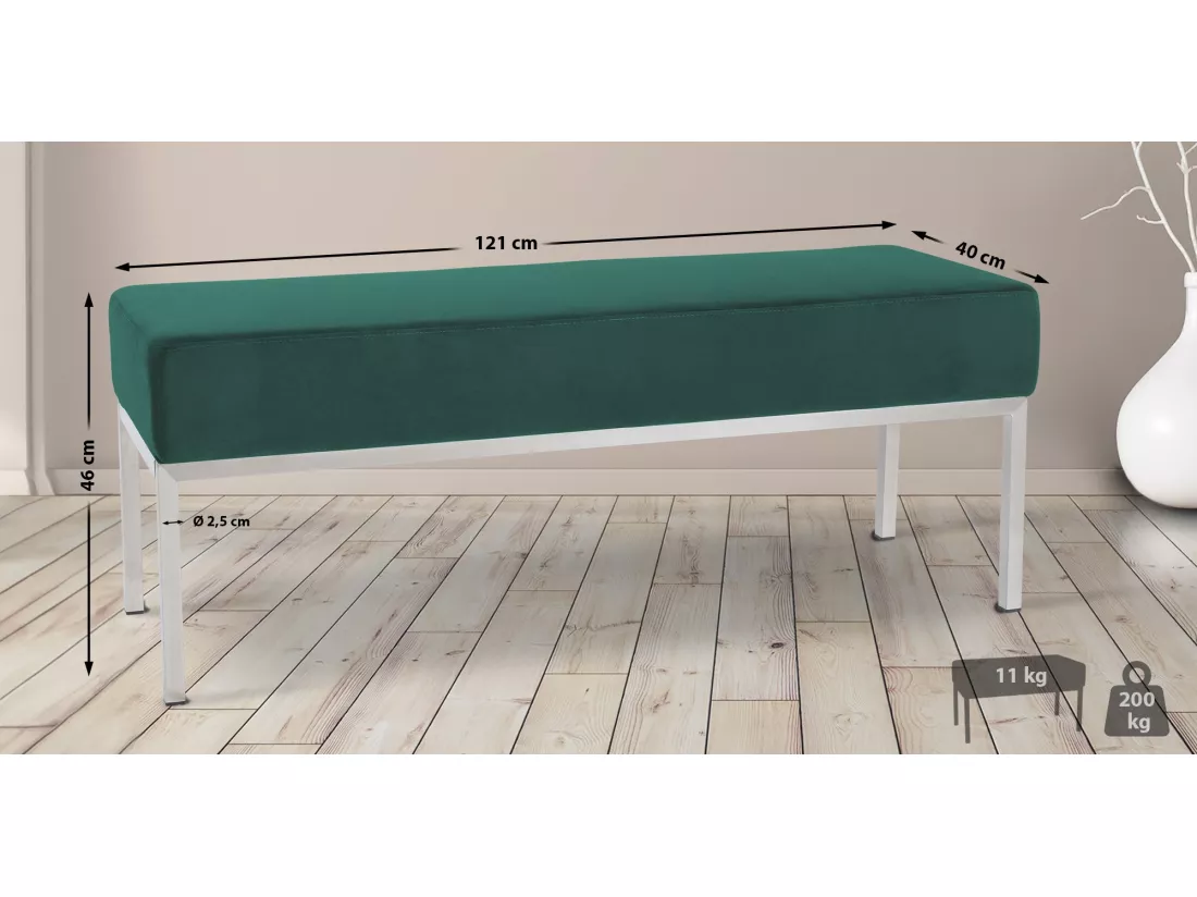 Banquette - Velours & Acier inoxydable - Vert - Lamega