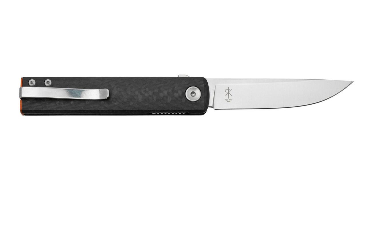 Fox Knives Chnops, FX-543 CFO, Carbonfiber, Orange Hardware, Black M390 zakmes, Riccardo Gobbato design