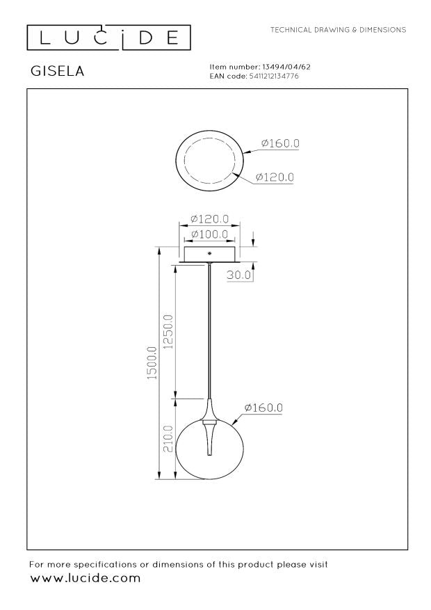Gisela hanglamp LED Ã16 amber