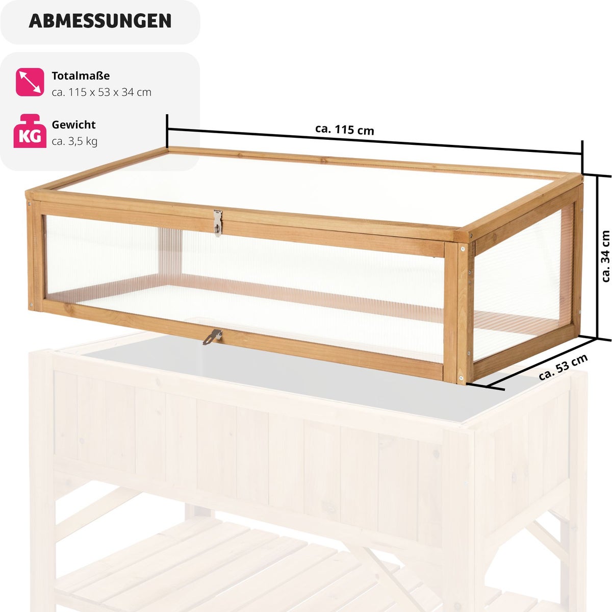 tectake houten kweekbak, 115 x 53 x 34 cm
