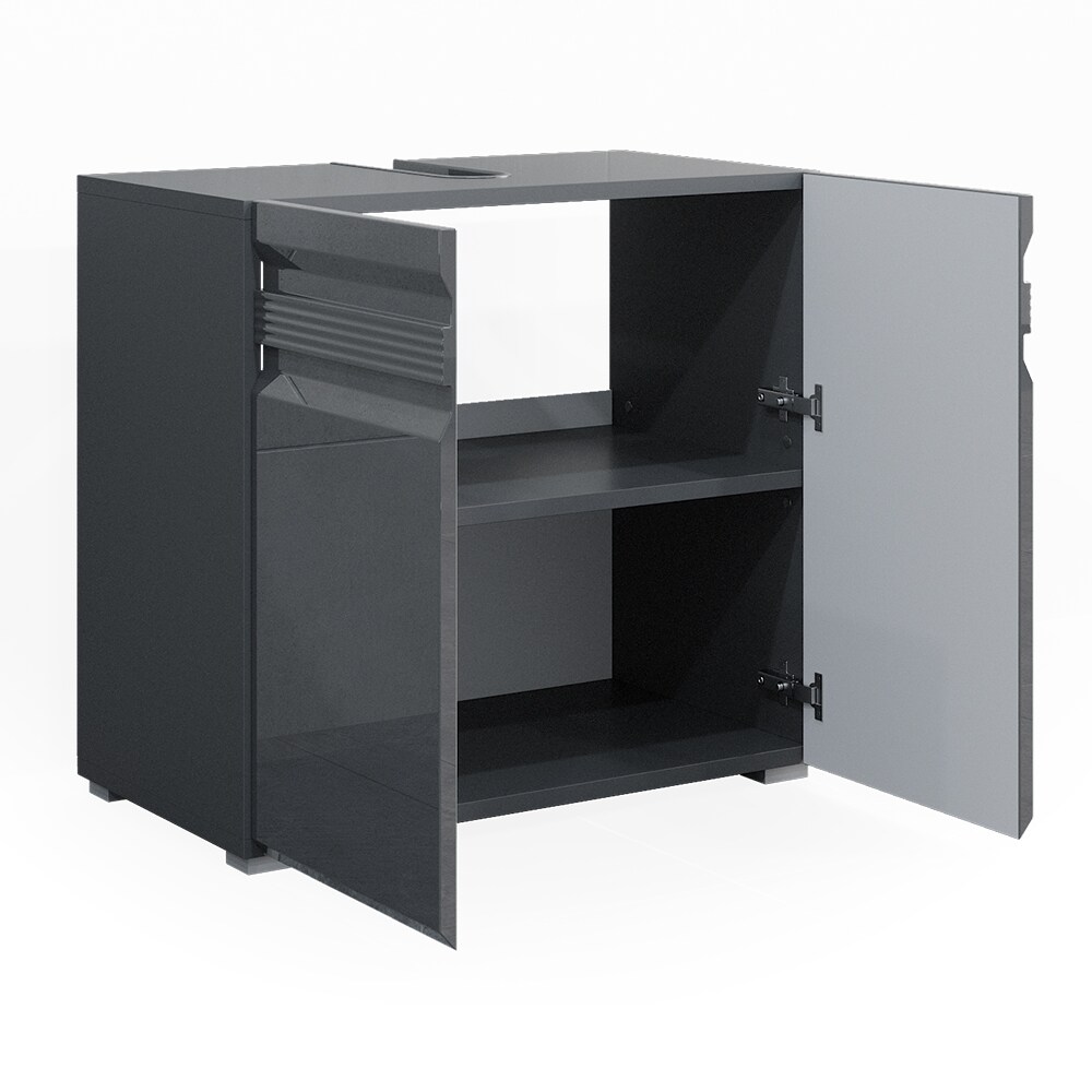 VICCO Waschbeckenunterschrank FREDDY anthrazit hochglanz Unterschrank Badschrank