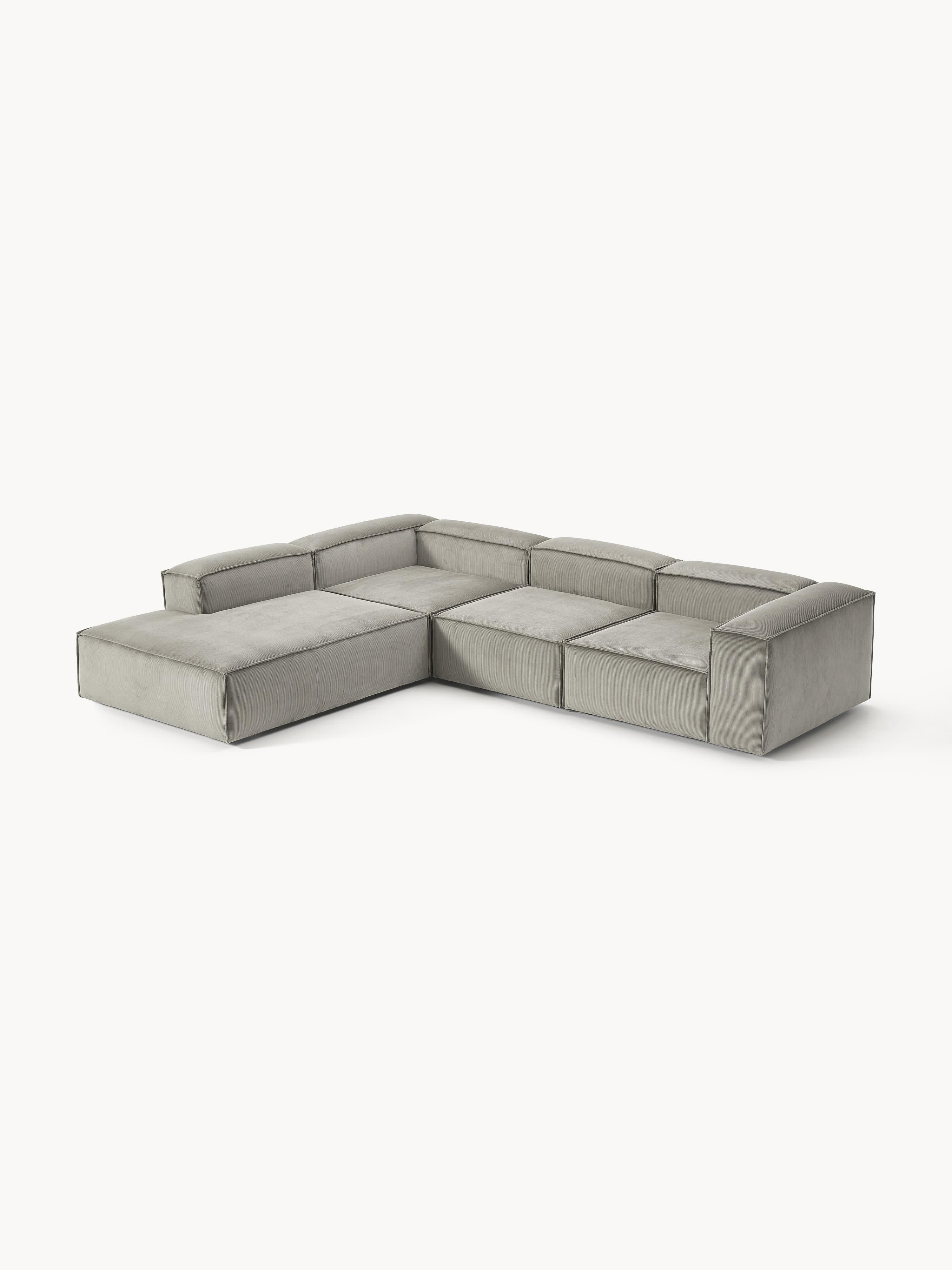 XL modulaire hoekbank van ribfluweel Lennon (4-zits)