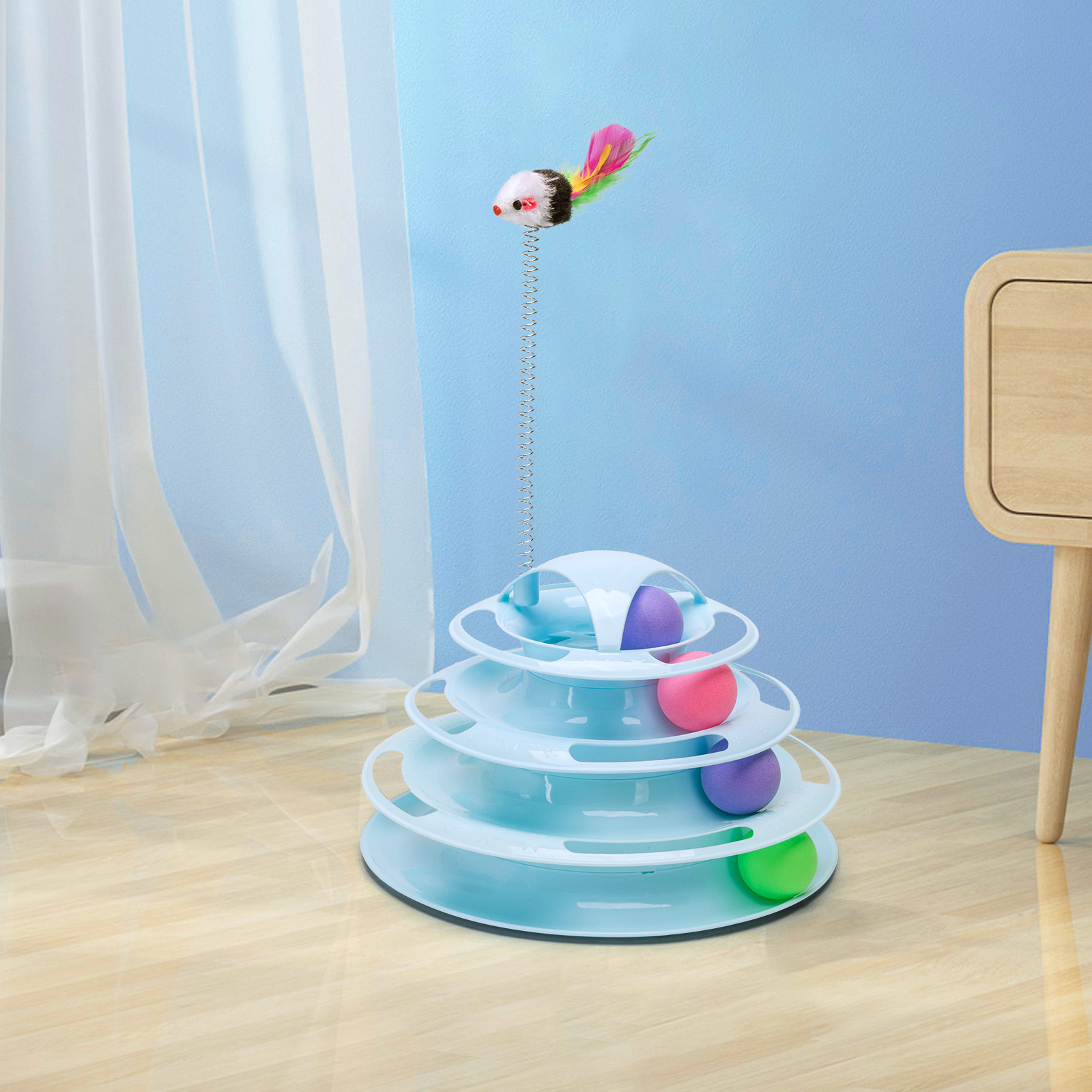 Nobleza - Brinquedo para Gatos, Torre Interativa com 4 Bolas e 3 Níveis, Torre Interativa para Gatos (25 x 16,5 cm)