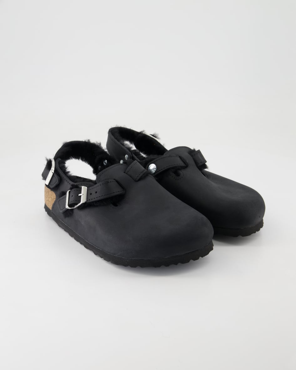 Birkenstock Tokio Sherling Pantoletten in Schwarz
