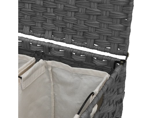 VIDAXL - Panier à linge avec roulettes gris 66x35x60 cm résine tress...