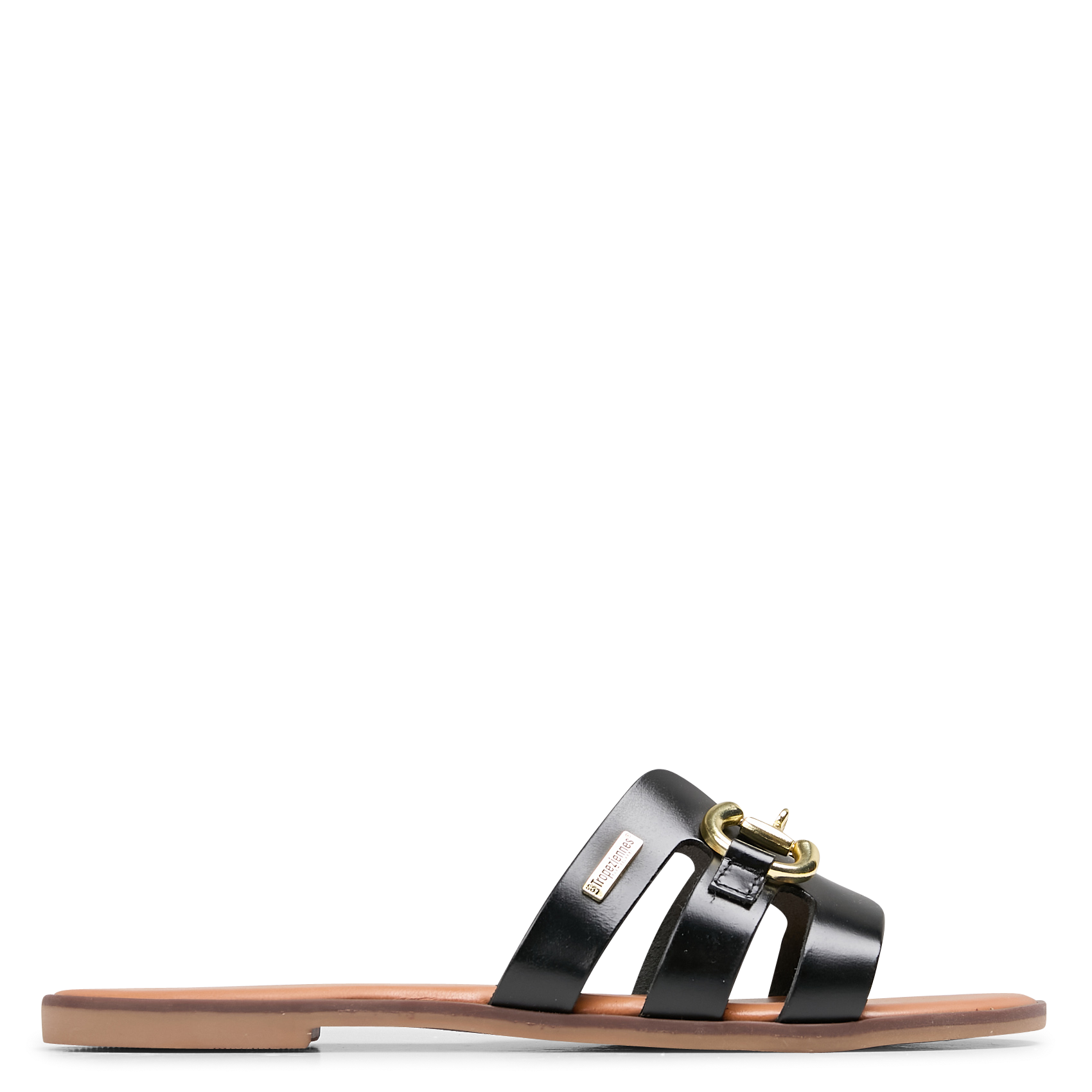 HAMIA - Sandales plates en cuir | Noir