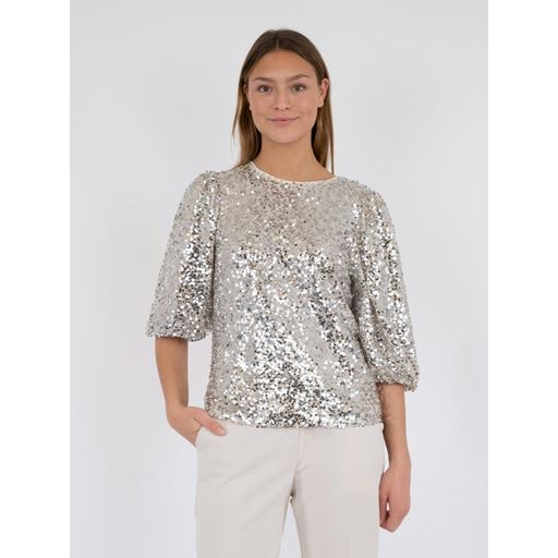 Neo Noir Lorraine Sequins Bluse, Pale Gold, 34