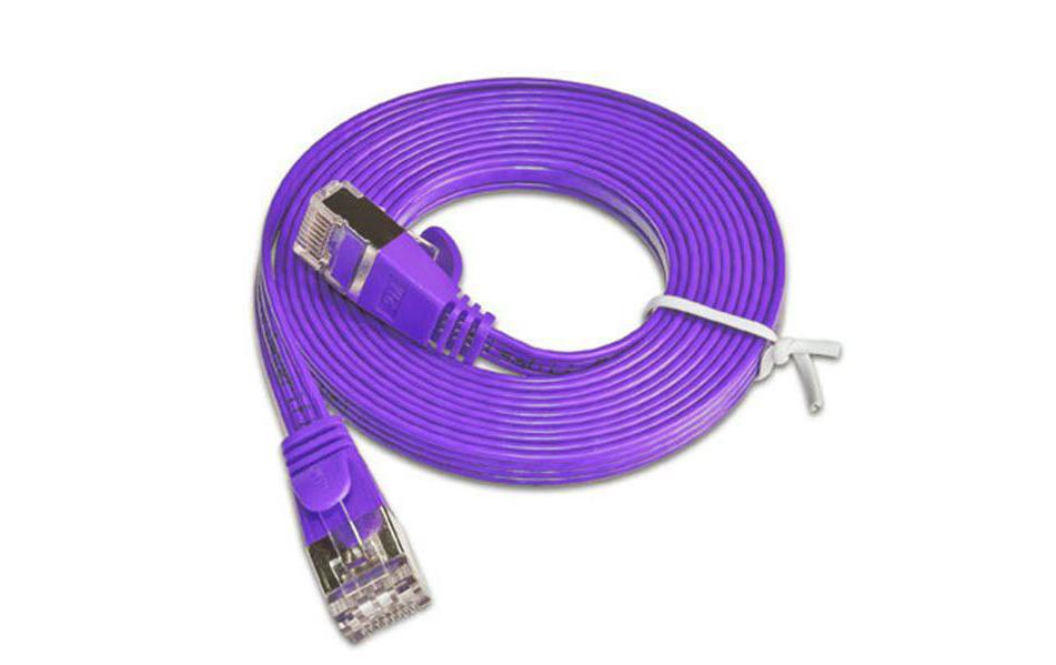 Slimpatchkabel RJ-45 - RJ-45, Cat 6, STP, 2 m, ViolettGeschirmtes Twisted-Pair-Kabel (STP) mit Klinkenschutz