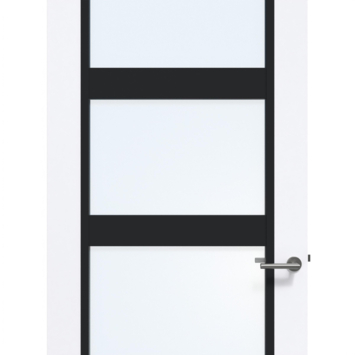 Arne & Bodil binnendeur ABB102 blank glas - extra wit afgelakt - glaslat diep zwart