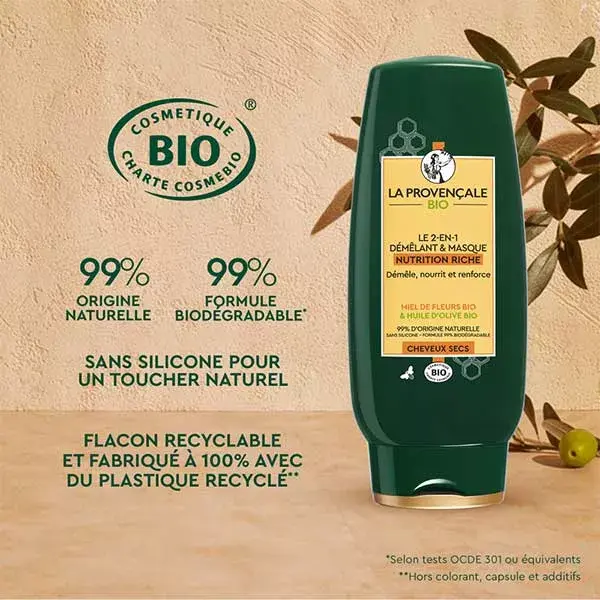 La Provençale Rich Nutrition 2 em 1: Condicionador, Desembaraçante e Máscara Orgânica 200ml