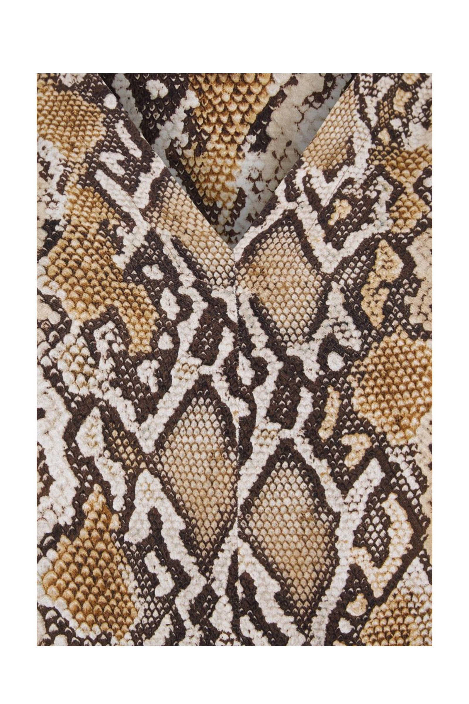 Miss Etam Plus tuniek Callie met slagenprint bruin