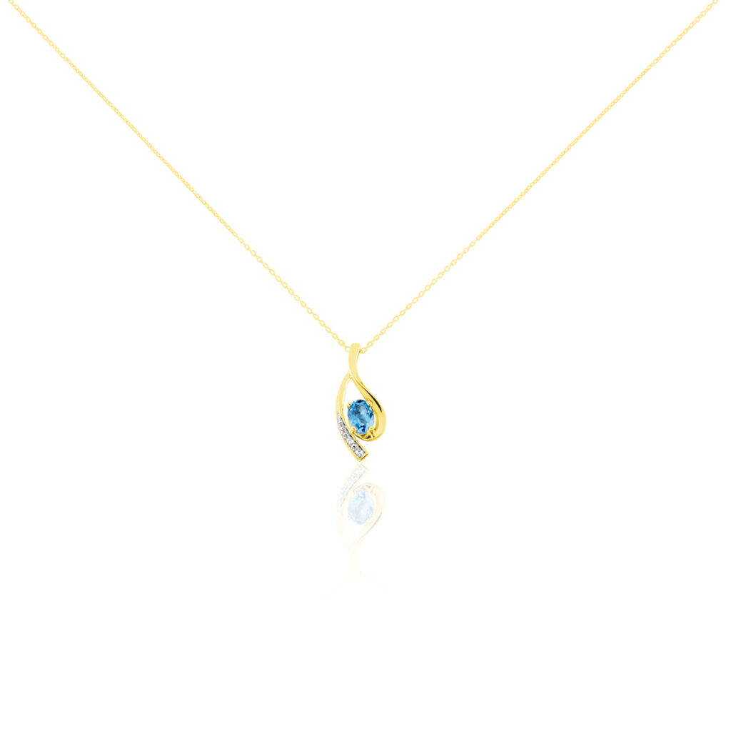 Collier Or Jaune Sagesse Topaze Oxydes De Zirconium